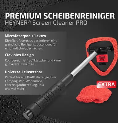 Produktbild von HEYNER® Čistič okien výsuvný 33-50 cm Čistič okien v interiéri Čistič okien s podložkou z mikrovlákna pre osobné automobily, SUV