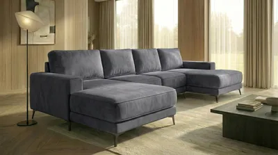 Produktbild von Ecksofa VALTOR 320x185 cm mit Schlaffunktion, Bonellfederkern und Bettkasten, Farbe: Dunkelgrau