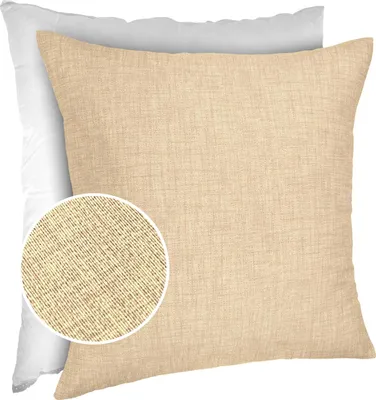 Produktbild von Dekokissen 50x50cm Kissenhülle mit Reißverschluss Sofakissen mit Füllung Einfarbig Leinenoptik Uni Creme
