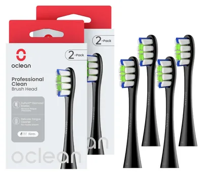 Obrázok produktu pre Náhradné hlavice k sonickej zubnej kefke Oclean Professional Clean, čierne, s štetinami DuPont