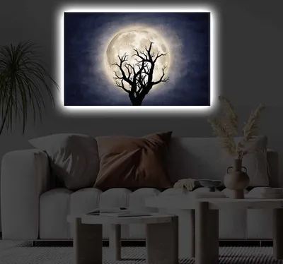 Produktbild von Opviq, 4570KTLGDACT - 002, Dekoratives LED-beleuchtetes Leinwandgemälde, 100 % POLYESTER-CANVAS, Mehrfarbig, 45 x 70 cm