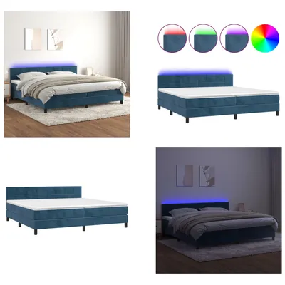 Produktbild von vidaXL Boxspringbett mit Matratze & LED Dunkelblau 200x200 cm Samt - Boxspringbett - Boxspringbetten - Bett - Betten