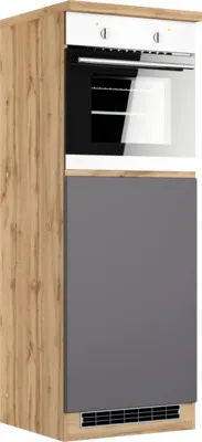 Produktbild von Held Möbel Kühlumbauschrank für 88er Einbaukühlschrank PISA BxTxH 60 x 60 x 166 cm grau matt zerlegt Anschlag reversibel