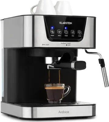 Produktbild von Klarstein 1,5 L Siebträgermaschine für 2 Tasse Kaffee, Mini Espressomaschine mit Milchschäumer, 15 Bar Siebträger Kaffeemaschine Klein, Gute Espresso Kaffeemaschine, Edelstahl-Espressomaschinen 1050 W