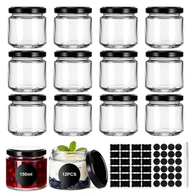 12 Einmachgläser 150 ml mit Schraubdeckel, transparent