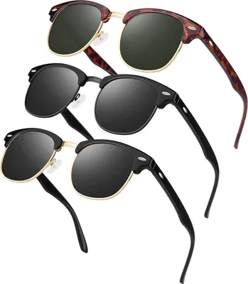 Produktbild von LINVO Polarisiert Sonnenbrille Retro Klassisch Halbrahmen 100% UV400 für Herren Damen