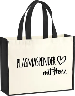 Produktbild von Huuraa Jutetasche Plasmaspender mit Herz 21 Liter Black Jute und Baumwolle Einkaufstasche Geschenkidee