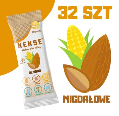 Zdjęcie produktu dla KEKSE Wafle Migdałowe 32 szt.