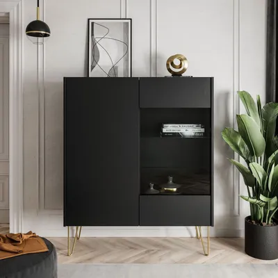 Produktbild von Vitrine EUPHORIA WT97 Graphit / Schwarz Marmor