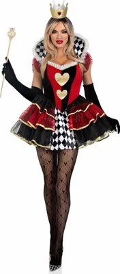 Produktbild von y Herzkönigin Kostüm für Damen rot-schwarz-gold - XL