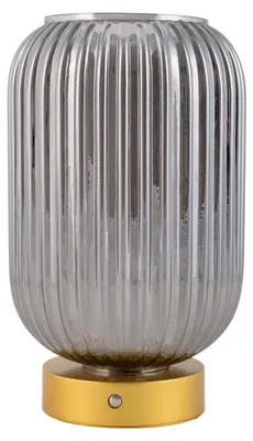 Produktbild von Tischleuchten - Akkutischleuchte "LUISE" gold, Tischlampe im Retro Style, aus Metall und Glas in gold, 23 cm hoch, Ø 14 cm, inkl. LED – dimmbar – Akkubetrieb – Akku- und Netzbetrieb – Berührungssensor – USB Typ C