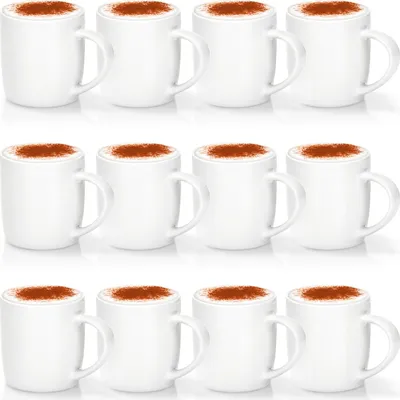 Produktbild von com-four® 12x Kaffeebecher aus Porzellan - Kaffee-Tasse im modernem Design - Basic Kaffeepott White für Kalt- und Heißgetränke - 330 ml