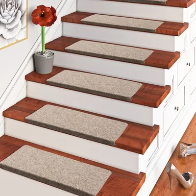 Produktbild von Trend Nadelfilz Stufenmatte Bent Beige Braun Mix (eckig) einzeln oder im 15er Set, Größe:24x65 cm = 1 Stck.