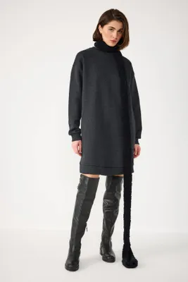 Produktbild von Sweatshirtkleid mit Rundhalsausschnitt, Anthracite, M