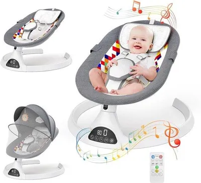 Produktbild von Babyschaukelstuhl - Elektrische Schaukel - Beruhigt Babys - 5 Schaukelstufen - Bis 9 kg - Dunkelgrau