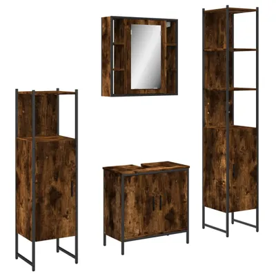 Produktbild von 4-tlg. Badmöbel-Set Räuchereiche Holzwerkstoff