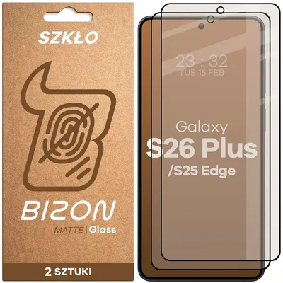 Produktbild von Mattes Hartglas für Galaxy S26 Plus / S25 Edge, Bizon Glass Matte Duo, Schwarzer Rahmen, 2 Stück