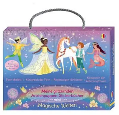 Zdjęcie produktu dla Meine glitzernden Anziehpuppen-Stickerbücher mini: Magische Welten