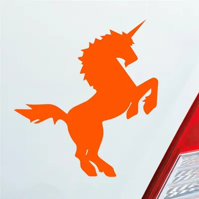 Produktbild von Auto Aufkleber Einhorn Last Unicorn Pferd Pony 10x11 cm Orange Sticker Heckscheibenaufkleber