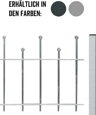 Produktbild von Alberts Zaunkomplett-Set Madrid, zum Einbetonieren, Höhe 98,5 cm, Länge 10 m, feuerverzinkt