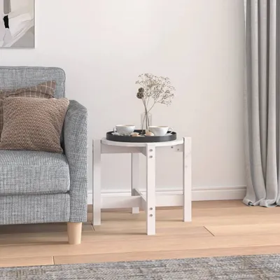 Immagine prodotto di The Living Store tavolino bianco Ø 52,5x45 cm in legno di pino massiccio