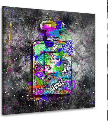 Produktbild von Graffiti Street Art Parfüm Leinwandbild Wandbild Kunstdruck XL Wanddeko: 100x100x2cm