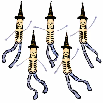 Zdjęcie produktu dla Dekoracja na Halloween do użytku zewnętrznego, wiszący worek w kształcie szkieletu, 155 cm, z girlandami świetlnymi, LED, motyw krzyczącego, latającego szkieletu, ciepła biel, dekoracja na imprezę w ogrodzie