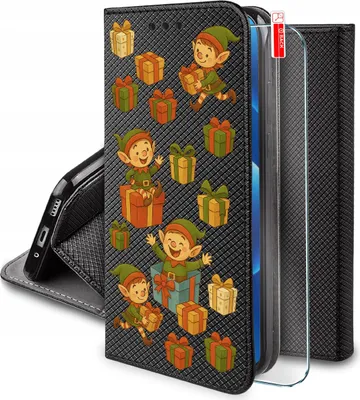 Productafbeelding van Hoesje voor Samsung A16 4G | A16 5G met magneetsluiting, kerstmotieven, telefoonhoesje + beschermglas 9H