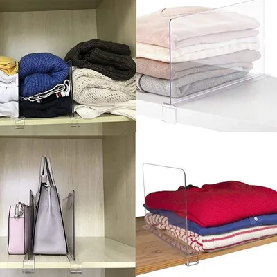 Produktbild von 2 Stück transparente Regalteiler aus Acryl für Kleiderschrank und Küche