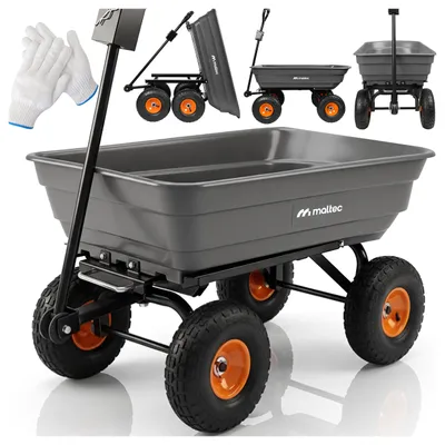 Produktbild von Gartenwagen Transportanhänger Handwagen mit Kippfunktion bis zu 300kg 75L Pendelachse aufblasbare Räder