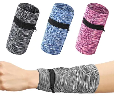 Image de 3 bracelets de poignet sportifs avec fermeture éclair et fonction portefeuille