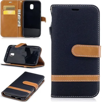 Produktbild von Tasche für Samsung Galaxy J3 2017 Jeans Cover Handy Schutz Hülle Case Schwarz