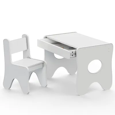 Immagine prodotto di Happy Babies - Scrivania per bambini con 1 sedia - Tavolo da gioco ergonomico con spazio di archiviazione - Tavolo da gioco e apprendimento ergonomico per bambini e bambine - Mobili per bambini