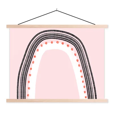Produktbild von MuchoWow® Textilposter Regenbogen - Minimalismus - Rosa 40x30 cm mit holzfarbenen Rahmen - Bilder