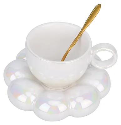 Immagine prodotto di Set di tazza e piattino da tè con decorazioni floreali, design carino e alla moda