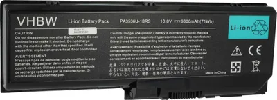 Produktbild von vhbw Akku Ersatz für Toshiba PA3536U-1BRS, PA3537U-1BRS, PABAS100, PA3537U-1BAS, PABAS101 für Notebook (6600 mAh, 11,1 V, Li-Ion)
