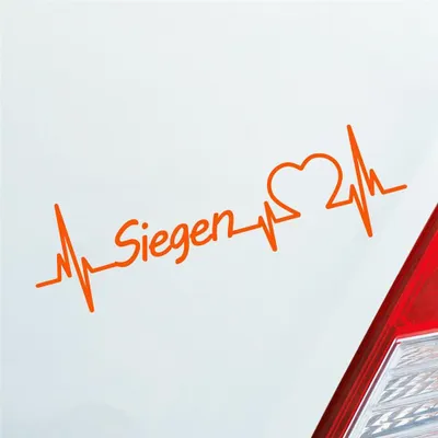 Produktbild von Auto Aufkleber Siegen Herz Herzschlag 19x6 cm Orange Sticker Heckscheibenaufkleber