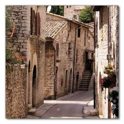 Produktbild von Wallario selbstklebende Möbelfolie/ Tischdecke für Innen und Außen, Größe: 50 x 50 cm - Italienische Gasse
