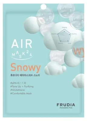 Zdjęcie produktu dla Frudia, Air 24 Snowy, rozjaśniająca maseczka w płachcie do twarzy, 25 ml