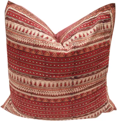Produktbild von XL Kissenbezug Blockdruck, Kissenhülle Ethno, Dekokissen Bezug mit Traditionellem Design - Muster 3, Rot, Baumwolle, 80*80*0,5 cm, Zierkissen, Dekokissen, Sofakissen
