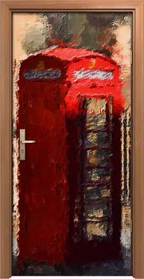 Produktbild von Türposter 90x200 cm Türaufkleber Türtapete Türfolie Klebefolie London Straße Telefonzelle Telefon