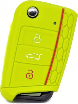 Produktbild von Auto Schlüssel Hülle Silikon Schutz Cover im Wabe Design Apfelgrün kompatibel mit Golf 7 Polo 6C Seat Ateca Arona Leon Skoda Octavia Superb Kodiaq 3 Tasten Klappschlüssel