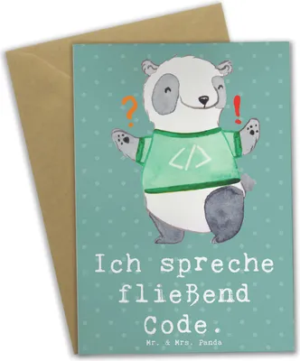 Produktbild von Mr. & Mrs. Panda Klappkarte Code Meister - Meeresbrise - Geschenk, Programmierer, Beruf, weihnachtskarten, Programmierung, Berufsgestaltung, Softwareentwicklung, Software