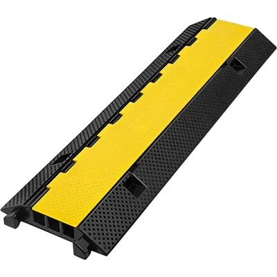 Zdjęcie produktu dla VEVOR 3-kanałowa gumowa rampa ochronna do kabli, kanał 1,2 x 1,2 cala, solidna osłona kabli, rampa, próg zwalniający, podjazd, wąż, ochrona rampy kablowej