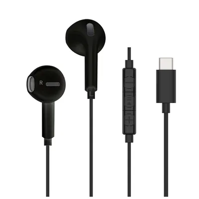 Produktbild von Muvit, USB-C Kopfhörer mit Mikrofon und Lautstärketaste, Schwarz