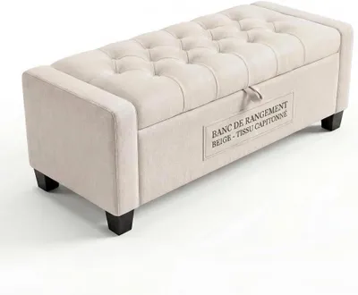 Produktbild von Sitzbank mit Stauraum 123 cm, Truhenbank 115 L, Gepolstert, Beige