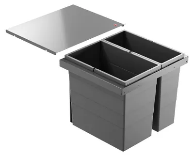 Image de Hailo poubelle encastrable Triple XL 500 18/28 l gris foncé