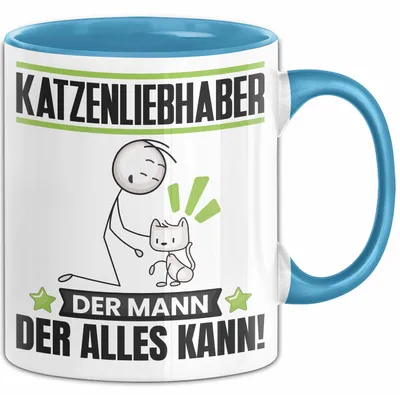 Produktbild von Katzenliebhaber Tasse Geschenk für Katzenliebhaber Der Mann Der Alles Kann Geschenkidee zum Geburtstag (Blau)