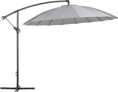 Produktbild von BELIANI Ampelschirm Dunkelgrau Polyester Stahl ⌀ 268 cm Kurbelmechanismus Garten Terrasse