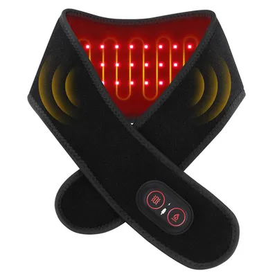 Produktbild von Nacken/Handgelenk/Beinwärmer, Rotes Licht Massageband, 36 LEDs Nackenwärmer, 660/850nm Heizkissen, 3 Stufen Vibration und Wärme, 3000mAh